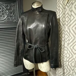 Pellessimo Belted Moto Motorcycle Leather Jacket Coat Women’s Size 2